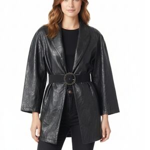 Vtg Maxam black  lambskin leather blazer Matrix  coat jacket size L